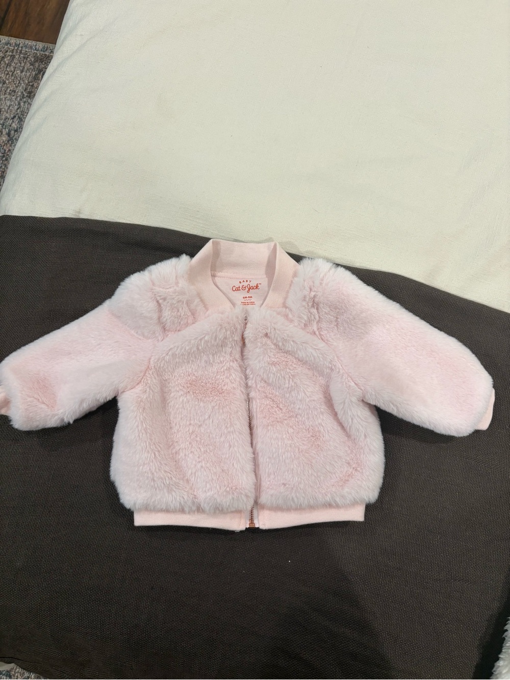 Cat & Jack Pink Faux Fur Baby Jacket 6-9 months